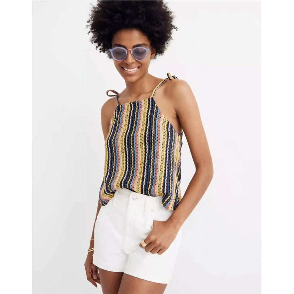 Madewell Vibrant Striped Tie-Strap Blouse